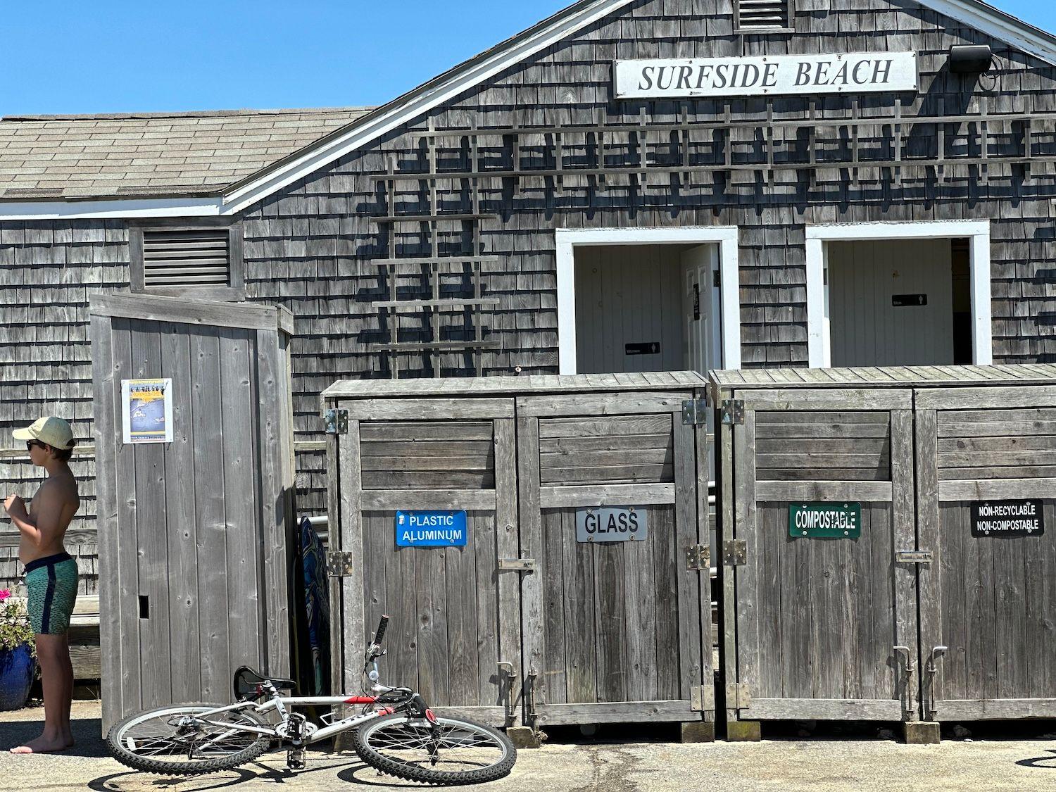 Surfside Beach building with sign.