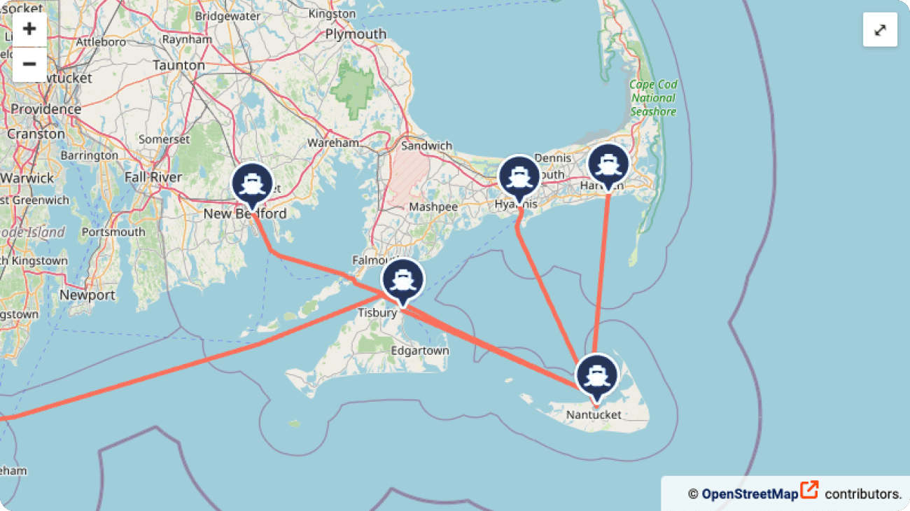 Nantucket Ferry map.